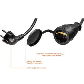 Удлинитель силовой Stayer 55028-20 3x1.5кв.мм 1розет. 20м ПВС без катушки черный от магазина РЭССИ