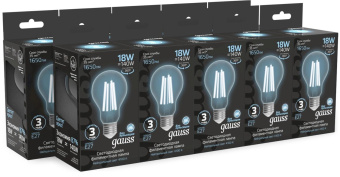 Лампа филам. Gauss Filament 18Вт цок.:E27 груша св.свеч.бел.нейт. (упак.:10шт) (102902218) от магазина РЭССИ