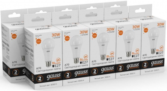 Лампа светодиодная Gauss Elementary A67 30Вт цок.:E27 груша 220B 3000K св.свеч.бел.теп. А67 (упак.:1шт) (73219) от магазина РЭССИ