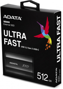 Накопитель SSD A-Data USB-C 512Gb ASE800-512GU32G2-CBK SE800 1.8" черный от магазина РЭССИ