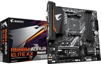 Материнская плата Gigabyte B550M AORUS ELITE AX Soc-AM4 AMD B550 4xDDR4 mATX AC`97 8ch(7.1) GbLAN RAID+DVI+HDMI от магазина РЭССИ