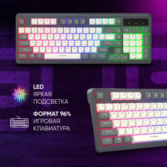 Клавиатура Оклик 731G серый/белый USB for gamer LED от магазина РЭССИ