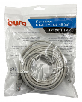 Патч-корд Buro UTP 4 пары cat5E CCA molded 10м серый RJ-45 (m)-RJ-45 (m) от магазина РЭССИ