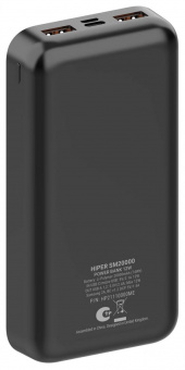 Мобильный аккумулятор Hiper SM20000 20000mAh 2.4A 2xUSB черный (SM20000 BLACK) от магазина РЭССИ