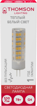 Лампа светодиодная Thomson TH-B4232 7Вт цок.:G4 капсул. 220B 3000K св.свеч.бел.теп. (упак.:1шт) от магазина РЭССИ
