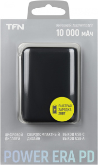 Мобильный аккумулятор TFN Power Era PD 10000mAh PD 2.1A черный (TFN-PB-253-BK) от магазина РЭССИ