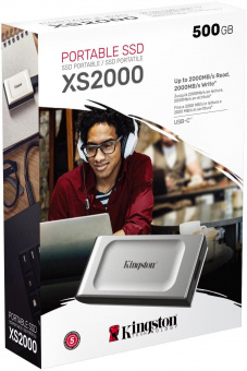 Накопитель SSD Kingston USB 3.2 500Gb SXS2000/500G XS2000 1.8" серый от магазина РЭССИ