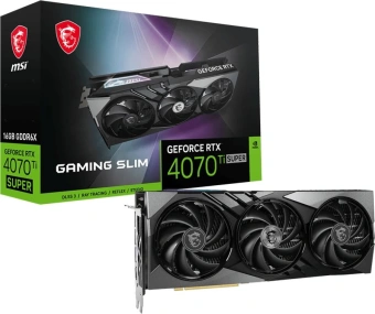 Видеокарта MSI PCI-E 4.0 RTX 4070 Ti SUPER 16G GAMING SLIM NVIDIA GeForce RTX 4070TI Super 16Gb 256bit GDDR6X 2610/21000 HDMIx1 DPx3 HDCP Ret от магазина РЭССИ