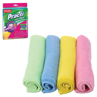 Универсальные салфетки Paclan 30x30 см комплект 4 шт. микрофибра Practi Microfiber 410260 604095 от магазина РЭССИ