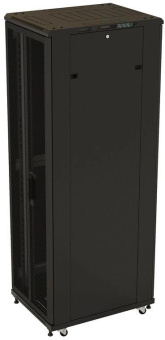 Шкаф серверный Hyperline (TTBR-4262-DD-RAL9004) напольный 42U 600x1200мм пер.дв.перфор.2ств. задн.дв.перфор.2-хст. 2 бок.пан. 800кг черный 1110мм IP20 сталь от магазина РЭССИ