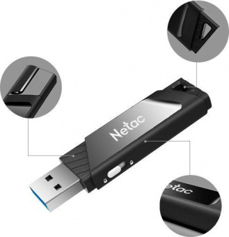 Флеш Диск Netac 128Gb U336 NT03U336S-128G-30BK USB3.0 черный от магазина РЭССИ