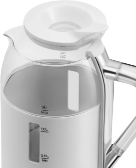 Чайник электрический Polaris PWK 1563CGL 1.5л. 2200Вт белый/прозрачный корпус: стекло/пластик от магазина РЭССИ