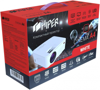 Проектор Hiper Cinema A4 White LCD 2500Lm (800x480) 1800:1 ресурс лампы:50000часов 2xUSB typeA 1xHDMI 1кг от магазина РЭССИ