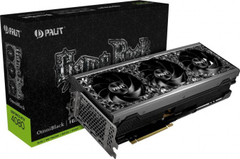 Видеокарта Palit PCI-E 4.0 PA-RTX4080 GAMEROCK OMNIBLACK NVIDIA GeForce RTX 4080 16384Mb 256 GDDR6X 2205/22400 HDMIx1 DPx3 HDCP Ret от магазина РЭССИ