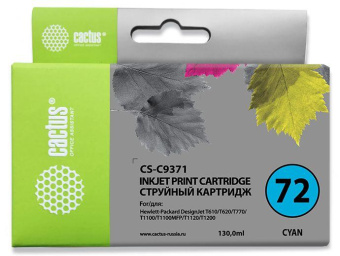 Картридж струйный Cactus CS-C9371 №72 фото голубой (130мл) для HP DJ T610/T620/T770/T1100/T1100/T1120/T1200 от магазина РЭССИ