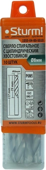 Набор сверл Sturm! 1055-04-8S-SS10 по металлу Д=8мм Дл=117мм (10пред.) для дрелей от магазина РЭССИ