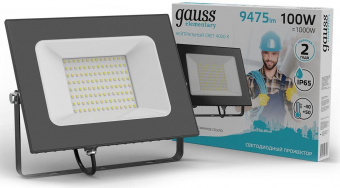 Прожектор уличный Gauss Elementary светодиодный 100Вт корп.алюм.черный (613100110) от магазина РЭССИ