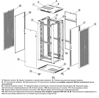 Шкаф коммутационный Hyperline (TTB-1866-DD-RAL9004) напольный 18U 600x600мм пер.дв.перфор.2ств. задн.дв.перфор. 800кг черный IP20 сталь от магазина РЭССИ