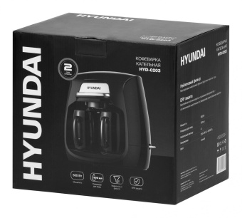 Кофеварка капельная Hyundai HYD-0203 500Вт черный от магазина РЭССИ