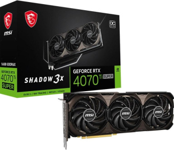 Видеокарта MSI PCI-E 4.0 RTX 4070 Ti SUPER 16G SHADOW 3X OC NVIDIA GeForce RTX 4070TI Super 16Gb 256bit GDDR6X 2640/21000 HDMIx1 DPx3 HDCP Ret от магазина РЭССИ