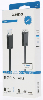 Кабель Hama H-200627 00200627 USB (m)-micro USB (m) 1.5м черный от магазина РЭССИ