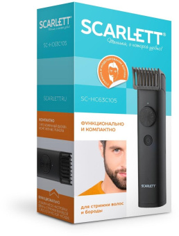 Машинка для стрижки Scarlett SC-HC63C105 черный 3Вт (насадок в компл:2шт) от магазина РЭССИ