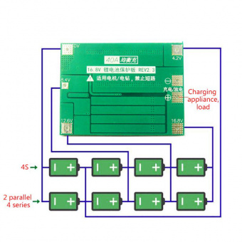 BMS 4S 40A модуль защиты от перезарядки Li-Ion акк. 16.8В (M4015) от магазина РЭССИ
