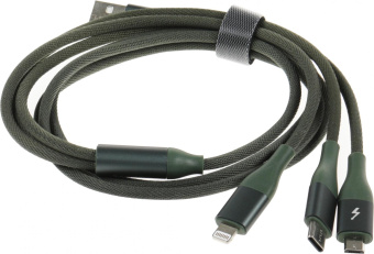 Кабель Solove DW2 DW2 GREEN RUS USB (m)-Lightning (m)/USB Type-C (m)/micro USB (m) 1.2м зеленый от магазина РЭССИ