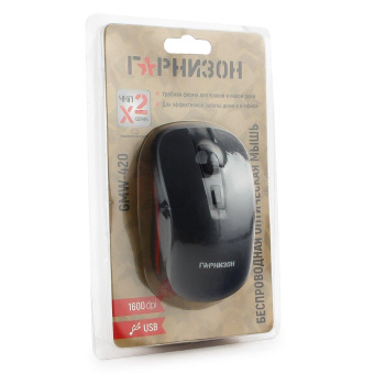 Мышь беспров. Гарнизон GMW-420 чип X2 черный 1600 DPI 3 кн.+ колесо-кнопка от магазина РЭССИ