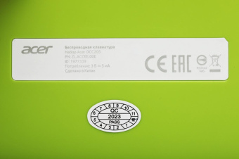 Клавиатура + мышь Acer OCC205 клав:зеленый/желтый мышь:зеленый/желтый USB беспроводная slim (ZL.ACCEE.00E) от магазина РЭССИ