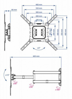 Кронштейн для телевизора Kromax DIX-18 черный 22"-55" макс.40кг настенный поворот и наклон от магазина РЭССИ