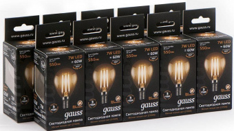 Лампа светодиодная Gauss 7Вт цок.:E14 шар 220B 2700K св.свеч.бел.теп. P45 (упак.:1шт) (105801107) от магазина РЭССИ
