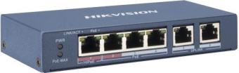 Коммутатор Hikvision DS-3E0106P-E/M 6x100Mb 4PoE+ 35W неуправляемый от магазина РЭССИ