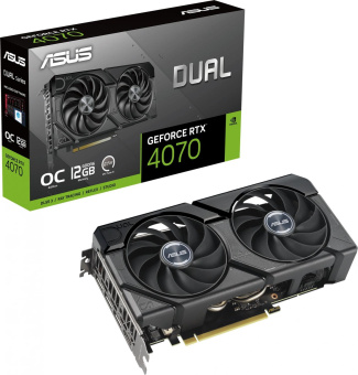 Видеокарта Asus PCI-E 4.0 DUAL-RTX4070-O12GD6-EVO NVIDIA GeForce RTX 4070 12Gb 192bit GDDR6X 2520/21000 HDMIx1 DPx3 HDCP Ret от магазина РЭССИ