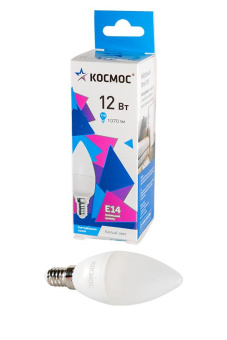 Лампа светодиодная КОСМОС LED12WCNE1445 12Вт E14 4500K BL1 от магазина РЭССИ