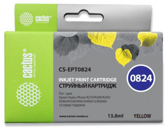 Картридж струйный Cactus CS-EPT0824 T0824 желтый (13.8мл) для Epson Stylus Photo R270/290/RX590 от магазина РЭССИ