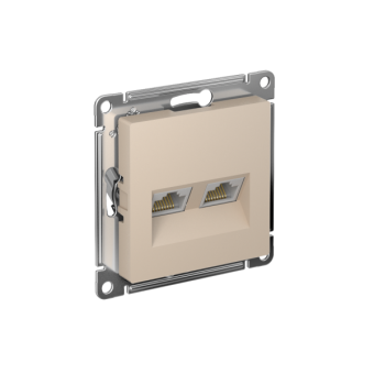 ATLASDESIGN РОЗЕТКА двойная компьютерная RJ45+RJ45, кат.5E, механизм, ПЕСОЧНЫЙ от магазина РЭССИ