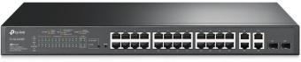 Коммутатор TP-Link SL2428P (L2) 24x100Мбит/с 4x1Гбит/с 2xКомбо(1000BASE-T/SFP) 24PoE+ 250W управляемый от магазина РЭССИ