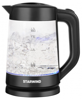 Чайник электрический Starwind SKG2080 1.7л. 1700Вт черный (корпус: стекло) от магазина РЭССИ