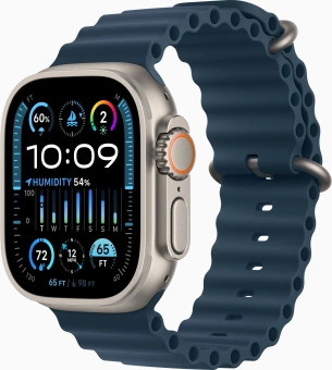 Смарт-часы Apple Watch Ultra 2 A2986 49мм OLED корп.титан Ocean band рем.синий разм.брасл.:130-200мм (MREG3LW/A) от магазина РЭССИ