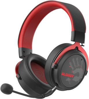 Наушники с микрофоном A4Tech Bloody MR590 Sports красный/черный 1.5м мониторные BT/Radio/3.5mm оголовье (MR590+ WIRED/SPORT RED) от магазина РЭССИ