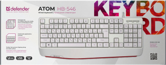Клавиатура Defender Atom HB-546 белый USB Multimedia for gamer (подставка для запястий) (45547) от магазина РЭССИ