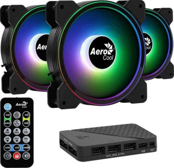 Вентилятор для корпуса Aerocool Saturn 12F Pro ARGB 120х120x25 черный 6-pin 19.6дБ (упак.:3шт) (SATURN 12F PRO ARGB) Ret от магазина РЭССИ