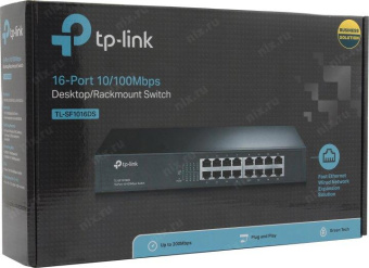 TP-Link TL-SF1016DS 16-port 10/100M Switch, 16 10/100M RJ45 ports, 13-inch steel case от магазина РЭССИ