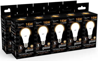 Лампа светодиодная Gauss 16Вт цок.:E27 шар 220B 3000K св.свеч.бел.теп. A60 (упак.:10шт) (102502116) от магазина РЭССИ