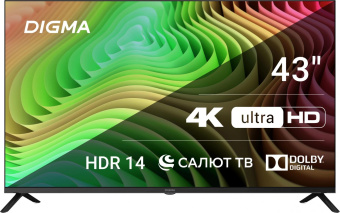 Телевизор LED Digma 43" DM-LED43UBB40 Салют ТВ Frameless Metal черный 4K Ultra HD 60Hz DVB-T DVB-T2 DVB-C DVB-S DVB-S2 USB WiFi Smart TV от магазина РЭССИ