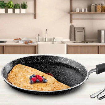Сковорода блинная Tefal Rock 04235525 круглая 25см покрытие: Mineralia ручка несъемная (без крышки) черный от магазина РЭССИ