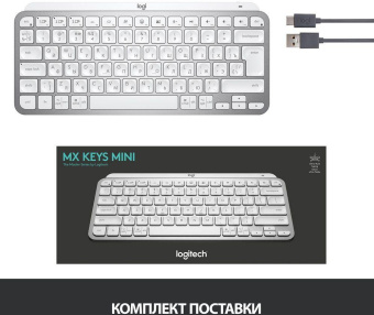 Клавиатура Logitech MX Keys Mini серебристый/белый USB беспроводная BT/Radio LED (920-010502) от магазина РЭССИ