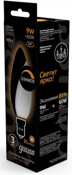 Лампа светодиодная Gauss Filament 103201109-D 9Вт цок.:E14 свеча 220B 3000K св.свеч.бел.теп. (упак.:10шт) от магазина РЭССИ