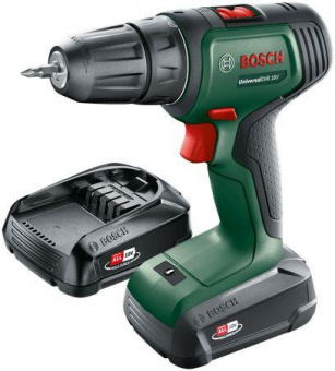 Дрель-шуруповерт Bosch UniversalDrill 18V аккум. патрон:быстрозажимной (кейс в комплекте) (06039D4002) от магазина РЭССИ